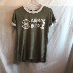 PINK Victoria Secret Army Green T-Shirt
